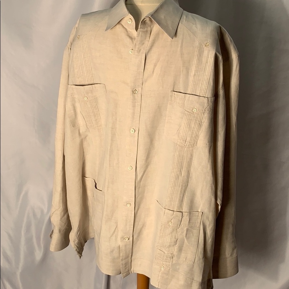 Cubavera Linen Button Down Collared Shirt size XXL